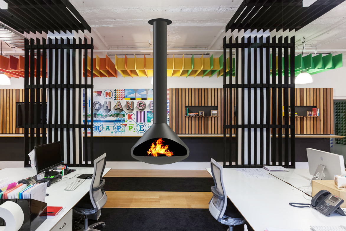 Z-90 hanging fireplace  suspends stove Custom fireplace